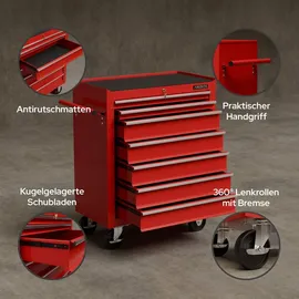 Arebos Werkzeugwagen Rollwagen Werkzeugkiste Toolbox 7 Fächer