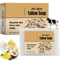 Natürliche Talgseife, Beef Tallow Soap, Handgemachte Rindertalgseife, Kernseife Natur für Gesicht & Körper, Peeling Seife Gesicht, Tiefenreinigend und Nährend, Körperpflege und Hautpflege