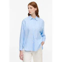 Hemdbluse ETERNA "OVERSIZE FIT", Damen, Gr. 44, blau (hellblau), 59% cotton, 41% Leinen, klassisch, Blusen