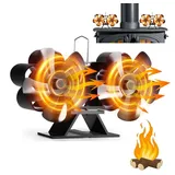 BlingBin Kaminventilator Kaminofen Ventilator Ofenventilator Ohne Strom, Holzofenventilator, Leiser Betrieb Kaminlüfter Warmluftverteile Effiziente Wärmeverteilung schwarz