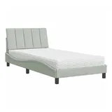 vidaXL Bett mit Matratze Hellgrau 100x200 cm Samt