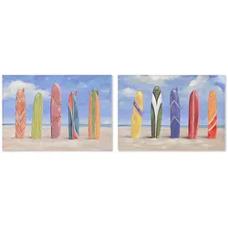 2-teiliges Wandbild-Set Home ESPRIT Brandung, handgemalt, 100 x 70 cm