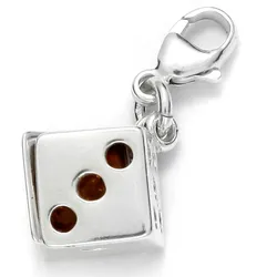 Ketten-Anhänger OSTSEE-SCHMUCK "Ostsee-Schmuck Charm-Einhänger Würfel Charm-Einhänger Würfel", weiß, Schmuckanhänger, Damen, 24 x 10mm, Silber 925 (Sterlingsilber), 2.5 g