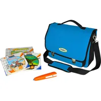 PUNALU TipToi Aufbewahrungstasche für Stift & Bücher – Organizer Tasche für TipToi Lernspielzeug, gepolstert mit Fächern, Reise & Schule, kompatibel mit TipToi Stift Zubehör - Hellblau