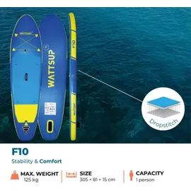 Wattsup SUP Board F10 305 x 81 x 15 cm blau