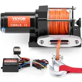 Vevor Elektrische Seilwinde, 3500 lb Seilzugkapazität, 12 V DC ATV/UTV-Winde mit Φ3/16 Zoll x 39 Fuß 12 Strängen Synthetikseil, Aluminium-Seilführung, kabelgebundene Fernbedienung, Ip55 wasserdicht