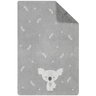 S.Oliver Kinderdecke 100x150 cm - Baumwollmix, Made in Germany, warm & waschbar, Kuscheldecke Kinder Koala grau