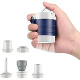 Anngrowy Mini- Elektrische Luftpumpe, 1400mAh Akku Luftpumpe mit Schnellauf- und Ablassfunktion, 5 Luftdüsen & 3-stufigem Campinglicht, Tragbare Inflator für Luftmatratze, Pool & Schlauchboot