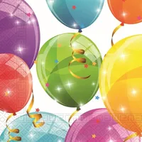 Procos 88150 - Servietten, Sparkling Balloons 20 Stück, Geburtstag, Mottoparty, Mittel