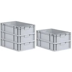 PROREGAL 5x Eurobox NextGen Grip | HxBxT 17x40x60cm | 34 Liter | Griffe geschlossen | Glatter Boden | Eurobehälter