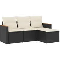 vidaXL Garten-Lounge-Set 4-tlg. schwarz