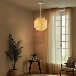 TecTake GmbH Deckenleuchte Lignea Lux aus Bambus, im Boho-Stil, 40W - braun