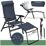 eloneo Campingstuhl faltbar mit Abnehmbarer Beinauflage, Klappstuhl aus Aluminium, Gartenstuhl klappbar, Liegestuhl mit Verstellbarer Rückenlehne