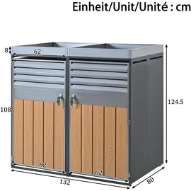 stilvora Mülltonnenbox mit integriertem Pflanzbereich 4 m grau
