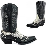 SIULAS Western Cowboy Stiefel - Low Heel Mid Tube Ritter Stiefel - Vintage Leder Stickerei Western Cowboy Biker Stiefel,Schwarz,40 - 40 EU