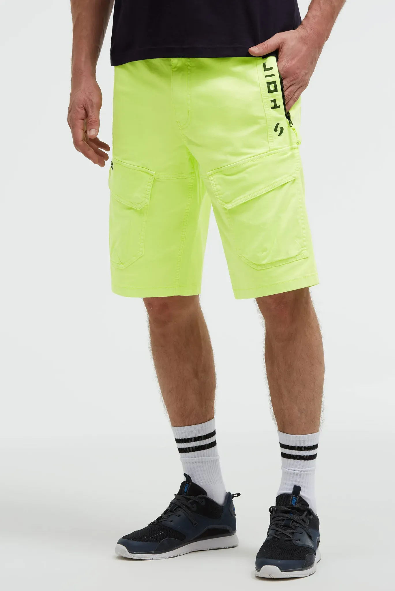 Shorts CAMP DAVID, Herren, Gr. XXL, Normalgrößen, gelb (grün), Twill, Material: 97% Baumwolle, 3% Elasthan, bedruckt, regular fit knielang, Hosen Shorts