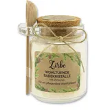 Florex Badesalz Zirbe grob mit Schafmilch im dekorativen Glas Holzlöffel 300 g