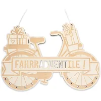 Papierdrachen Aufhängung für Adventskalender Geschenke Fahrrad - aus Holz - in naturfarben und schwarz - Kalender zum Selbstbasteln - kombinierbar mit Stoffsäckchen und Geschenkpapier - Set 6