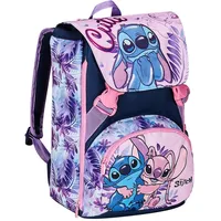 Seven Schulranzen für Grundschule, erweiterbarer Rucksack, Tornister ab 1. Klasse, Extra Volumen; Geräumige Schultasche mit Trinkflaschen fach, Geschenkidee LILO & STITCH, rosa