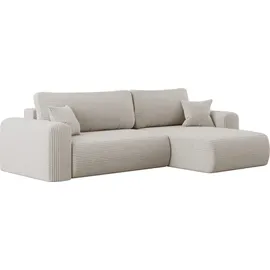 Kaiser Möbel Ecksofa mit Schlaffunktion L-förmiges Sofa Capri Stoff Poso Beige Rechts