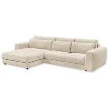 ed exciting design Mid.you Ecksofa Creme 3-Sitzer, L-Form mit 3 Nierenkissen
