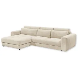 ed exciting design Mid.you Ecksofa Creme 3-Sitzer, L-Form mit 3 Nierenkissen