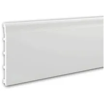 Profhome 653805 Sockelleiste Fußleiste Zierleiste Stuckleiste 2 m 200 cm x 1,5 cm x 20 cm Weiß