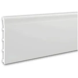 Profhome 653805 Sockelleiste Fußleiste Zierleiste Stuckleiste 2 m 200 cm x 1,5 cm x 20 cm Weiß