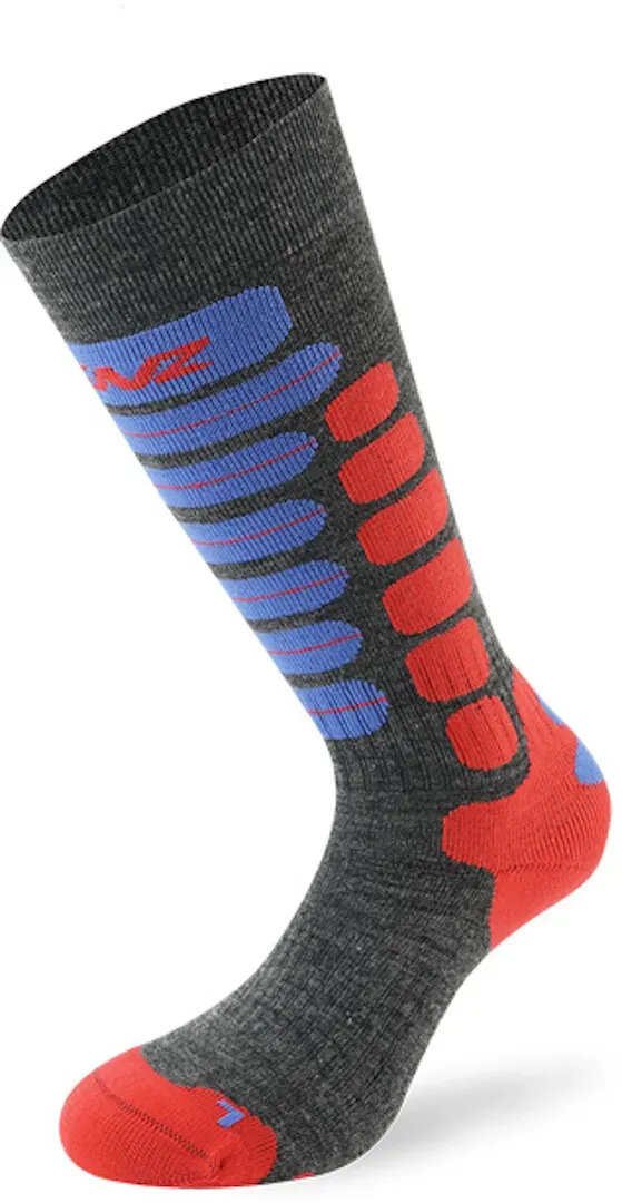 Lenz Skiing 2.0 Kinder Socken, grau-rot-blau, Größe 35 36 37 38