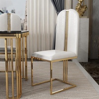 JVmoebel Stuhl Stuhl Esszimmer Leder Stuhl Stühle Edelstahl Gold Metall 8851 weiß
