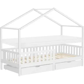 ML-Design Hausbett 90 x 200 cm Kiefer weiß