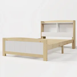 XDOVET Festnight Bett cm mit Stauraum Massivholzbett mit Fächer Bettgestell mit Lattenrost Einzelbett Doppelbett Bettrahmen Jugendbett Holz