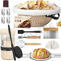 kixiyou 10-teilig Gärkorb Brot Set, 23 cm Gärkorb rund und Komplettset Backzubehör, Gärkörbchen für Brot brot backen Einsteigerset für Anfänger