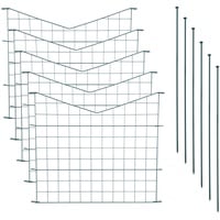 ESTEXO Teichzaun Set mit 5 Zaunelementen und 6 Befestigungsstäben, Welpanauslauf, Metall, Gartenzaun, Freigehege, Teich, Zaun, Set, 5 Elemente, Gitterzaun (Unterbogen spitz)