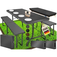 KESSER Bierzeltgarnitur, klappbar Festzeltgarnitur 3-teiliges Set mit Biertisch & 2x Bierbank grau