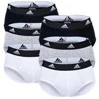 Adidas Herren Slip, 6er Pack - Briefs, Active Flex Cotton, Logo, einfarbig Weiß/Grau/Schwarz 2XL