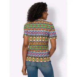 Classic Basics Kurzarmshirt CLASSIC BASICS "Kurzarm-Shirt", Damen, Gr. 46, gelb (erdbeere, sonnengelb, bedruckt), 100% Baumwolle, ethno, gemustert, Rundhals, Shirts