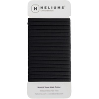 Heliums Nahtlose Haargummis – 18 Stück, schwarz, dünn, 6 mm, 4,4 cm Durchmesser, mittlerer Halt für feines bis normales Haar