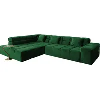 KAWOLA Sofa NEVADA Ecksofa Velvet smaragd Recamiere links mit motorischem Sitzvorzug