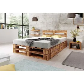 sunnypillow Palettenbett M2 180 x 200 cm Braun