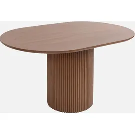 sweeek - Ovaler Couchtisch mit geriffelter Holzoptik