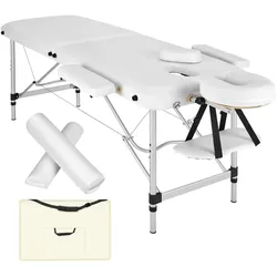 TECTAKE 2 Zonen Massageliege-Set mit Polsterung, Massagerollen und Aluminiumgestellweiß
