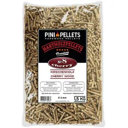 PINI Grillpellets Nr. 8 Kirsche 1,5 kg BBQ Hartholzpellets zum Grillen Räuchern Smoken