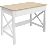 OTTO home Schreibtisch OTTO HOME "Silba", weiß (weiß, eichefarben, weiß, eichefarben), B:100cm H:76cm T:50cm, Tische, Schreibtisch, 2 Schubladen, Landhausstil, Home Office, Breite 100 oder 140 cm