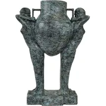Casa Padrino Luxus Art Deco Bronze Skulptur Frauen mit Vase Türkis / Schwarz 49 x 23,5 x H. 68 cm - Elegante Bronzefigur mit Blumenvase - Schreibt... - Türkis/Schwarz