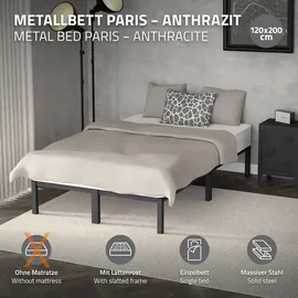 ML-Design Metallbett 120x200 cm Anthrazit - Dunkelgrau