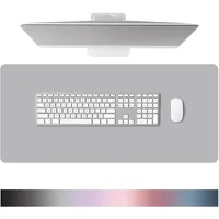 Dalifer Schreibtischunterlage Leder - Multifunktion Mauspad aus Wasserdichtes PU-Leder - 80 × 40 cm Große Größe, Mouse Pad Für den Heim- oder Bürogebrauch (Grau)