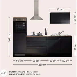 BASIC by Balculina Küchenzeile Jazz 260 cm schwarz