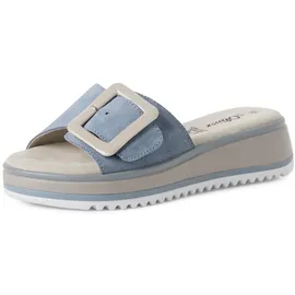 s.Oliver Damen Pantoletten aus Leder mit Schnalle, Blau (Soft Blue), 38 EU - 38 EU