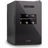 Klarstein Weinkühlschrank Silent Vino 15 Uno, für 15 Standardflaschen á 0,75l,Wein Flaschenkühlschrank Weintemperierschrank Weinschrank Kühlschrank schwarz